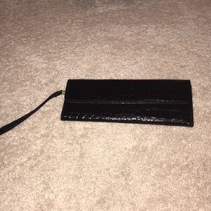 Black Leather Clutch Purse